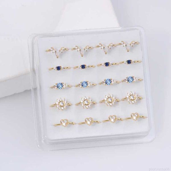 Anéis de nariz Studs 20 PCS Colorido Zircão de Cristal para Mulheres Menina Piercing Dobrável Narina 18K Banhado A Ouro Orelha 230628