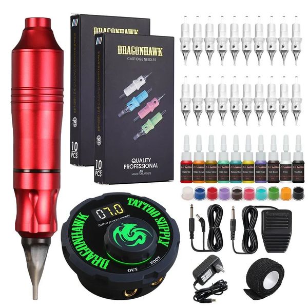 Macchina per tatuaggi Macchina rotativa per tatuaggi Set di penne Kit per tatuaggi LCD Pedale di potenza Fornitura per tatuaggi Consegna gratuita Assortimento di macchine per trucco permanente 231205