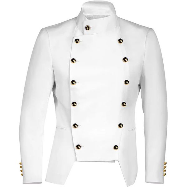 Ternos masculinos blazers preto branco coreano moda doublebreasted steampunk terno jaqueta medieval gótico vintage 231206