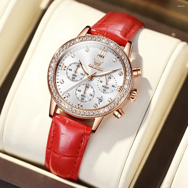 Relógios de pulso TAXAU Luxo Senhoras Relógios Respirável Couro Quartz Chronograph Original À Prova D 'Água Relógio Luminoso Para Mulheres Reloj Para Mujer