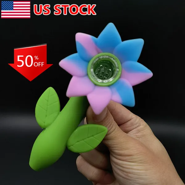 Pipa in silicone da 4,6 pollici, pipa per fiori, pipa per fiori, ciotola in vetro