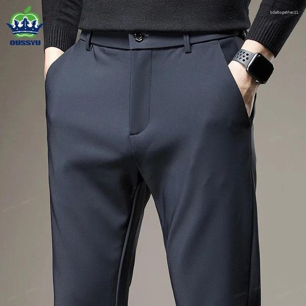 Pantaloni da uomo Autunno Inverno Pantaloni lisci elasticizzati buoni da uomo di spessore business elastico in vita coreano classico nero blu marchio casual vestito 38