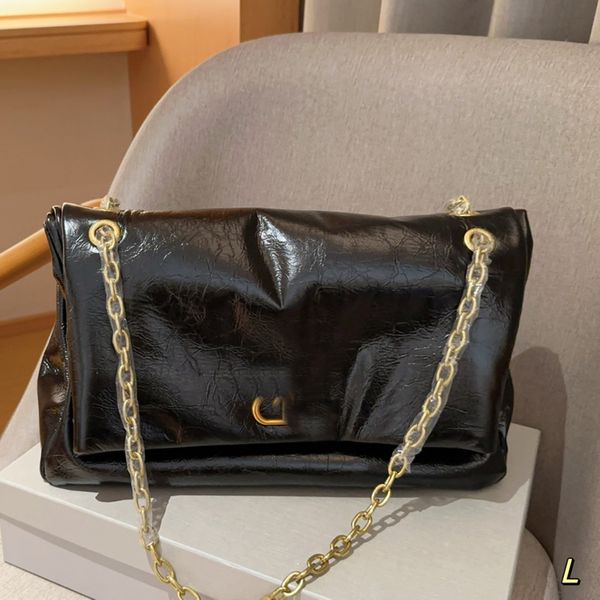 Spaltleder-Kettentasche, 35 cm, große Damen-Schultertaschen, Falttasche, Designer-Luxus-Tasche, Geldbörse mit Klappe, Achsel-Umhängetaschen, Einkaufstasche, klassischer Brief-Hardware-Schnalle-Beutel