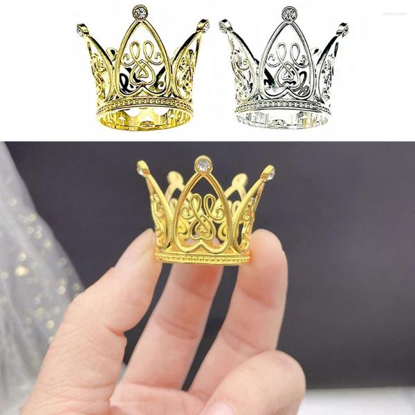 Suprimentos festivos mini coroa princesa topper cristal pérola crianças enfeites de cabelo para festa de aniversário de casamento ferramentas de decoração de bolo