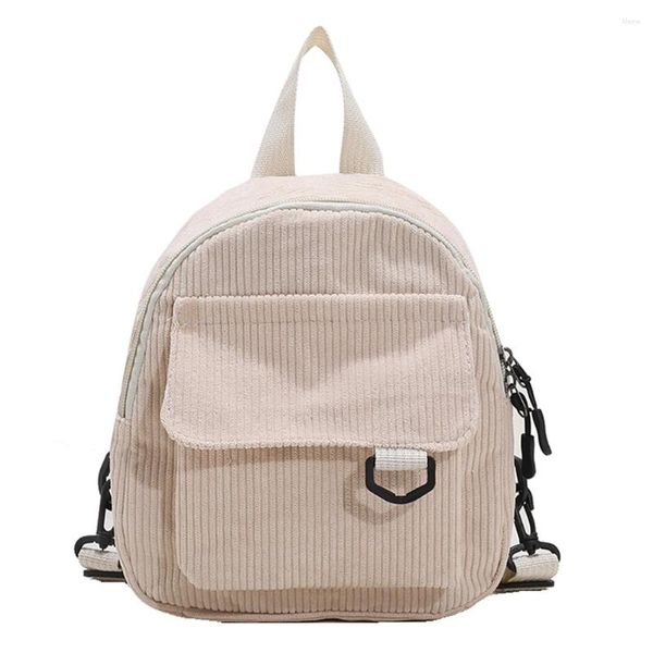 Sacos de escola Vintage Corduroy Cor Sólida Mochila Laides Outono Inverno Pequenas Mochilas Saco Estilo Preppy Mochila Streetwear