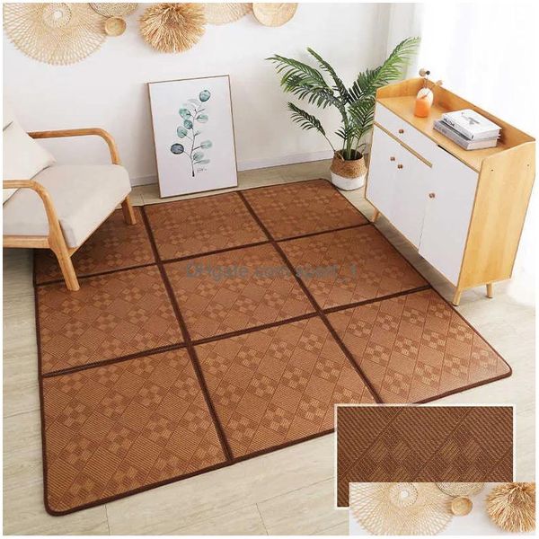 Tappeti Tappetino pieghevole in rattan Tappetino spesso per soggiorno Tatami Tappeto estivo per bambini Antiscivolo R230725 Consegna a domicilio Garde Dh8Na