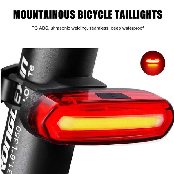 Luci per bici Fanale posteriore per bicicletta MTB Luce rossa posteriore USB ricaricabile LED Avvertimento per ciclismo Lampada da montagna 231206