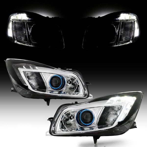 LED DRL Schwarz Halogen Projektor Scheinwerfer Lampen Paar für 2011–2013 Buick Regal