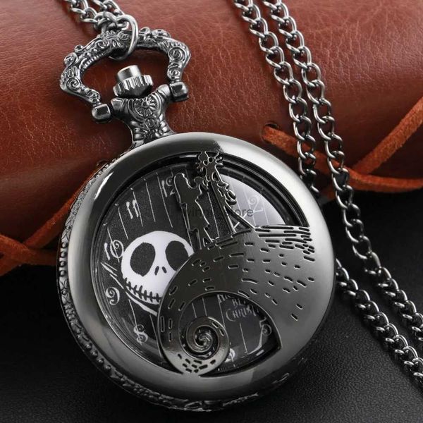 Relógios de bolso vintage tema de natal relógio de bolso de quartzo jack e sally design colar masculino feminino presente de natall231120