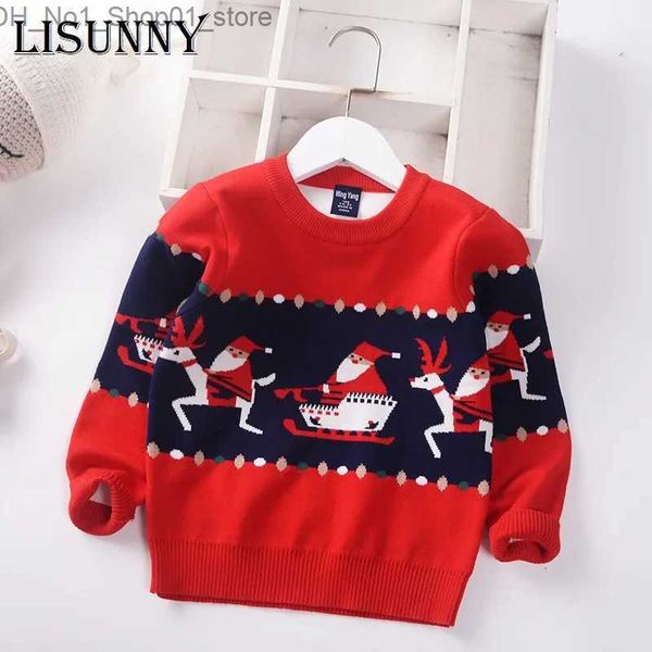 Strickjacke 2023 Herbst Winter Kinder Weihnachten Pullover Jungen Mädchen Pullover Mantel Kinder Kleidung Baby Baumwolle Dicke Wolle Top Santa Claus 1-7y Q231206