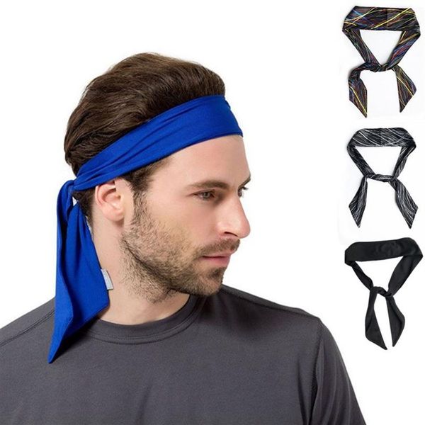 Feminino masculino listrado sólido gravata volta esporte bandana antiderrapante estiramento sweatbands umidade wicking treino yoga correndo headbands260b