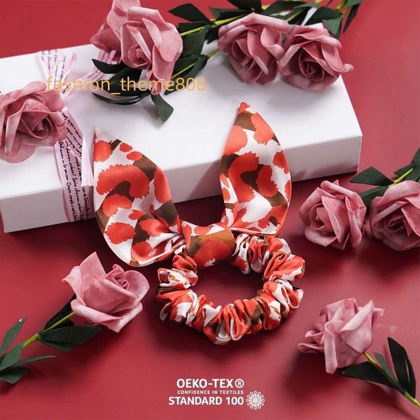 Scrunchies per capelli in seta Bowknot con stampa personalizzata 22Momme Scrunchies in seta elastica Set elastici per capelli per ragazze e donne