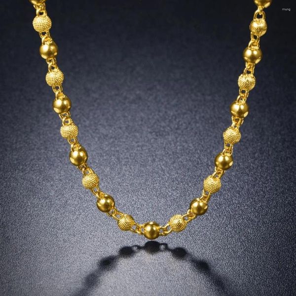 Correntes colares masculinos cor de ouro 6mm sólido frisado corrente colar 24 polegadas colar masculino jóias acessórios presentes de festa bijoux