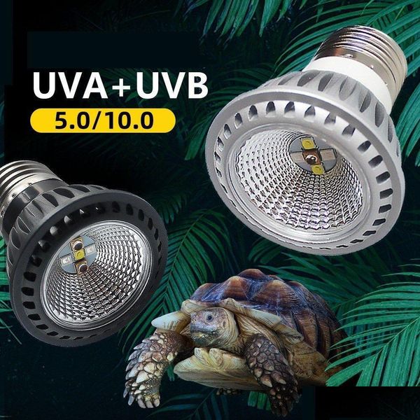 Diğer Ev Bahçesi UVA UVB LED Sürüngen Işık Basking Platformu FL Spectrum Güneş Lambası Suthe Kertenkele Sürüngenler ve Amphib DHCDF için Isı