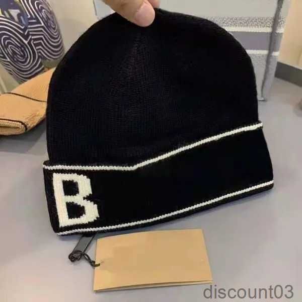 Cappello lavorato a maglia di lana invernale per uomo Donna Design Moda Hip Hop Lettera Solid Skull Beanie Caps Casual Caldo berretto spesso Nero Bianco Cappelli8pz2