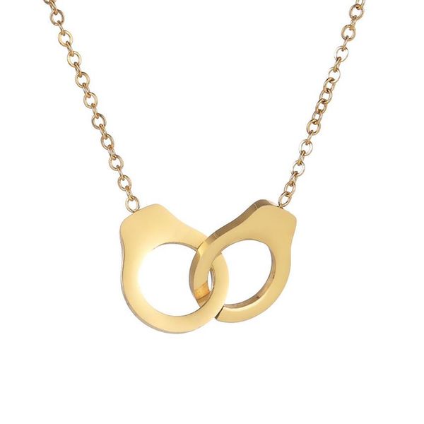 Beliebte Edelstahl Geometrische Hohlmuster Handschellen Anhänger Gold und Stahl Farbe Unisex Halskette Jewelry233P