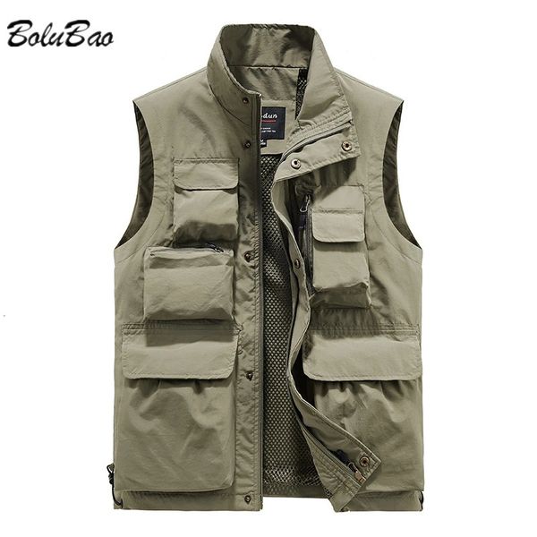 Herrenwesten BOLUBAO Männer Outdoor Weste MultiPocket Einfarbig Angeln Direktor Reporter Arbeit Weste Pographie Casual Jacke Männlich 231206