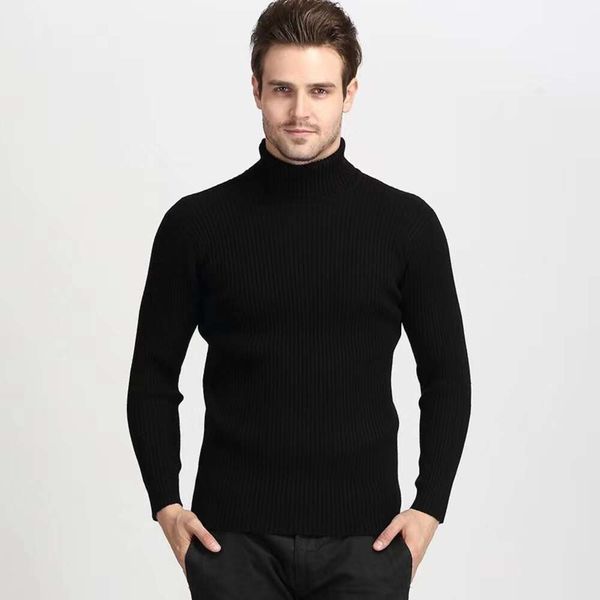 Designer-Pullover für Herren, Winter-Pullover mit Stehkragen, lässiger, einfarbiger Pullover mit vertikalem Muster und Unterlage für Herren 512