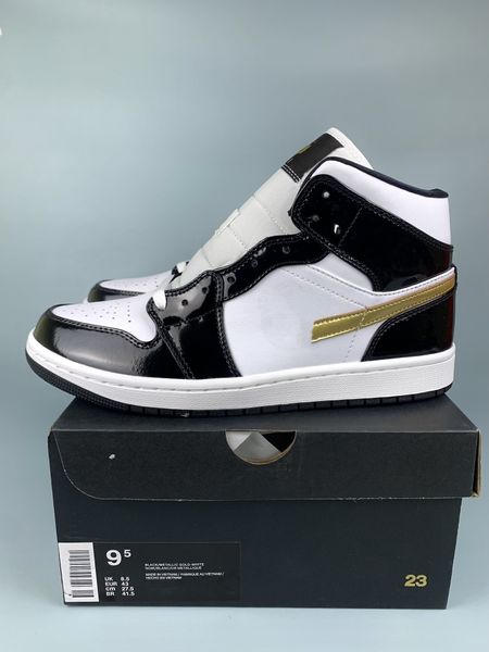 2024 Le scarpe da basket Jumpman 1 1s in vernice nera bianca oro ritornano questo novembre in taglie per tutta la famiglia