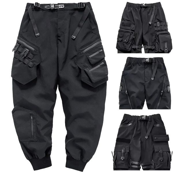 Pantaloni da uomo multi tasche giapponese Harajuku urbano streetwear nero cyberpunk pantaloni techwear joggers Y2k cargo per uomo 231206