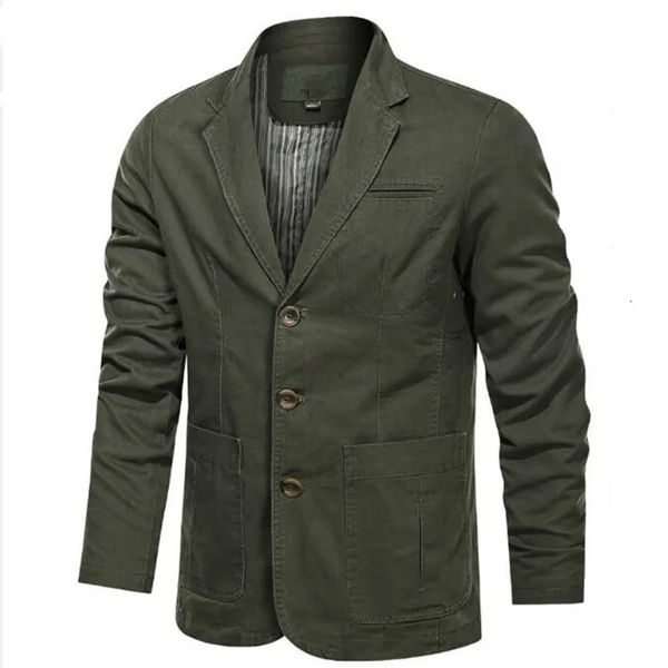 Heren Pakken Blazers Lente Herfst Blazer Jas Mannen Katoen Gewassen Pak Jas Casual Slim Fit Luxe Zakelijke Militaire Leger Bomber M5XL 231206