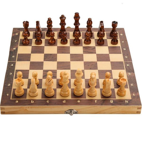 Giochi di scacchi Scacchiera in legno Pezzi in legno massello Pieghevole Gioco di puzzle di fascia alta 230419 Drop Delivery Sport all'aperto Tavolo per il tempo libero Dh1N6