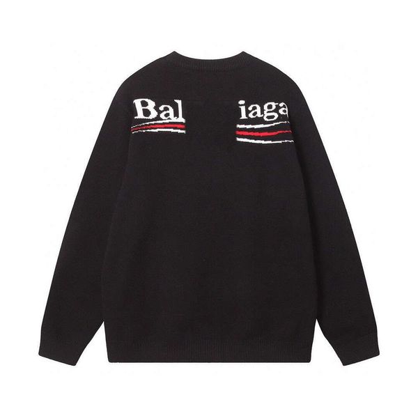 Дизайнерский роскошный Balencigas Classic High version Winter New Wave Cola Letter Pattern Вязаный свободный пуловер с круглым вырезом для мужчин и женщин