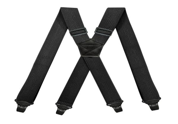 Tirantes de trabajo resistentes para hombres, 38 cm de ancho XBack con 4 cierres de agarre de plástico, tirantes elásticos ajustables para pantalones, color negro6083067