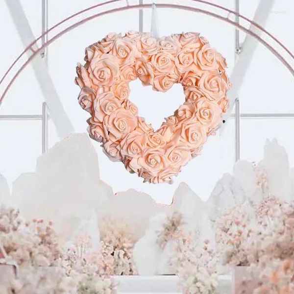 Flores decorativas 30cm dia dos namorados amor coração grinalda simulação rosa guirlandas decoração de casamento feliz valentien decorações parede pendurado