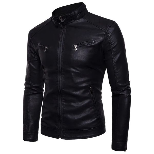 Männer Leder Faux Plus Größe Dicke Samt Herren Stehen Kragen Motorrad Jacke Pu Jungen Mantel Schwarz Moto Biker Männlich 3xl 231205