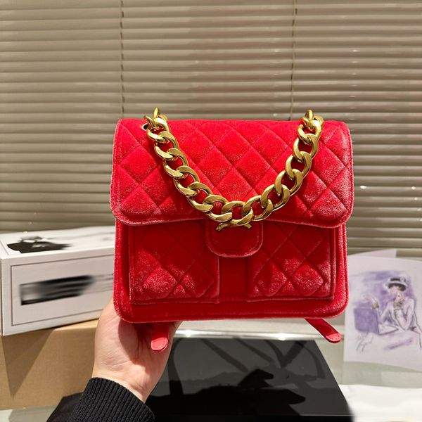 Mini sırt çantası 22cm tasarımcı moda kadın omuz çantası kadife altın donanım metal toka zinciri üst lüks tote matelasse zincir crossbody çanta mesleği sacoche