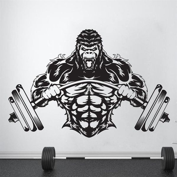Наклейка на стену для спортзала, индивидуальный декор для фитнеса, художественная виниловая наклейка для тренировок, наклейка Gorilla Gym Quote, мотивация Crossfit A732 210308222u