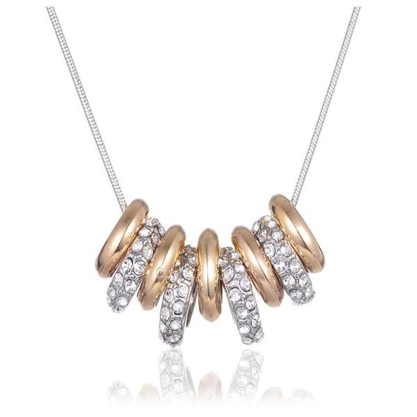Zweifarbige, mit 18 Karat Platin und Gold plattierte Perlenketten, echter österreichischer Kristall-Mode-Kostüm-Halsketten-Schmuck B13274E