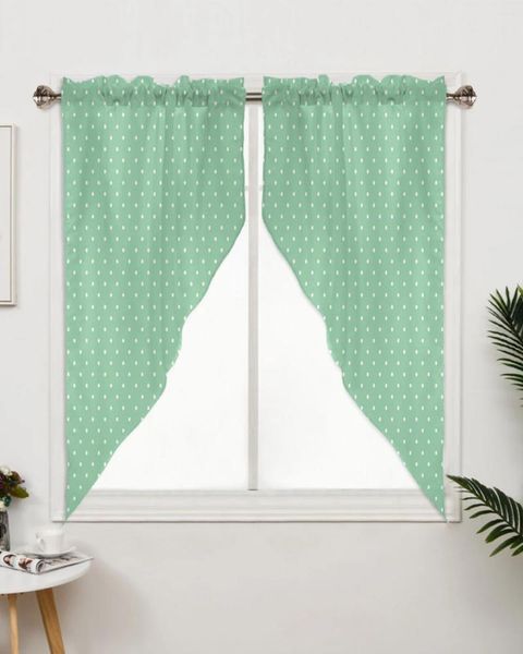 Vorhang mit Polka-Dot-Textur, einfache grüne Vorhänge für Schlafzimmer, Fenster, Wohnzimmer, dreieckige Jalousien