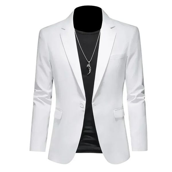 Мужские костюмы Пиджаки Модный деловой повседневный пиджак Белый Красный Зеленый Черный Сплошной цвет Slim Fit Куртка Свадебный костюм для жениха Пальто M6XL 231206