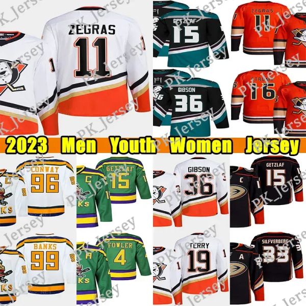 Maglia da hockey Anaheim''Ducks''Zegras Reverse Retro 19 Troy Terry 15 Ryan Getzlaf Cam Kariya Jakob Silfverberg Teemu Selanne Charlie Conway j