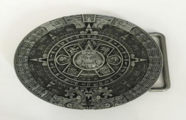 1 Stück runde aztekische Kalenderschnalle Hebillas Cinturon Men039s Western Cowboy Metallgürtelschnalle passend für 4 cm breite Gürtel3032984