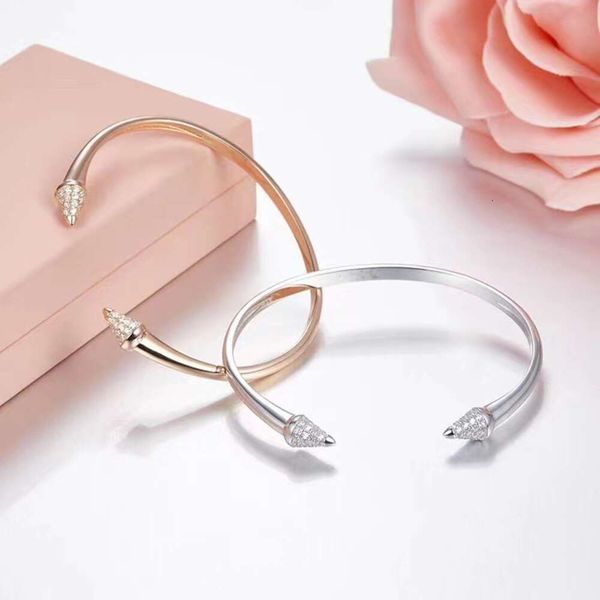 Braccialetti firmati per uomo e donna Lusso di fascia altaJXJs Bracciale per unghie in argento sterling con carta per la casa Stile femminile Lusso versatile Artigianato semplice ed elegante