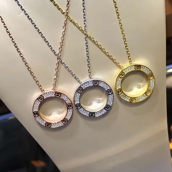 Lüks moda kolye tasarımcısı mücevherler parti sürümü sterling gümüş kaplama k gülü altın yuvarlak kek kadın klasik üç elmas yakası