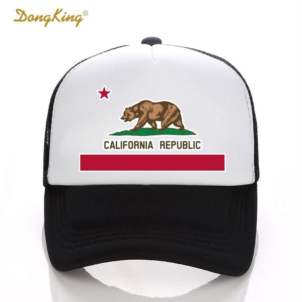 DongKing Moda Caminhoneiro Chapéu Bandeira da Califórnia Snapback Malha Boné Retro Califórnia Amor Vintage Califórnia República Urso Top D18110601892