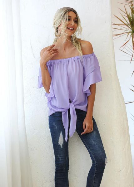 Damenblusen, Chiffon-Hemd, Damen-Sommerbluse, Strandparty, Weiß, Schwarz, schulterfrei, Verband, sexy Chemises Femme, Tops, Mode