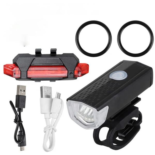 Велосипедные фонари Велосипедный USB-зарядный светильник Набор уличных велосипедных фар Задний фонарь Аксессуары для езды на велосипеде 231206
