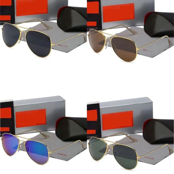 Großhandel Pilotensonnenbrillen Herren Designer-Sonnenbrillen für Damen UV400-Schutzbrillen Echtglaslinse Gold Metallrahmen Fahrende Sonnenbrillen Designer-Sonnenbrillen