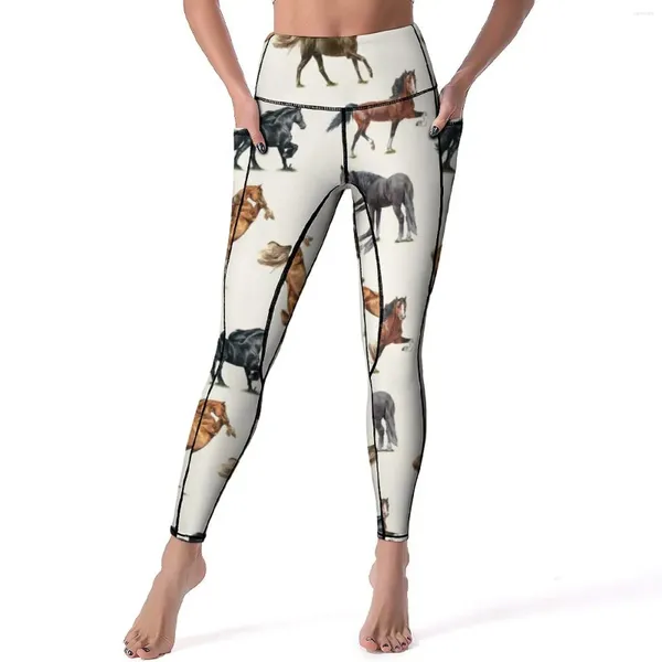 Leggings femininas pacote de cavalo legal cavalos amor ginásio calças de yoga cintura alta respirável leggins design de secagem rápida calças esportivas presente de aniversário