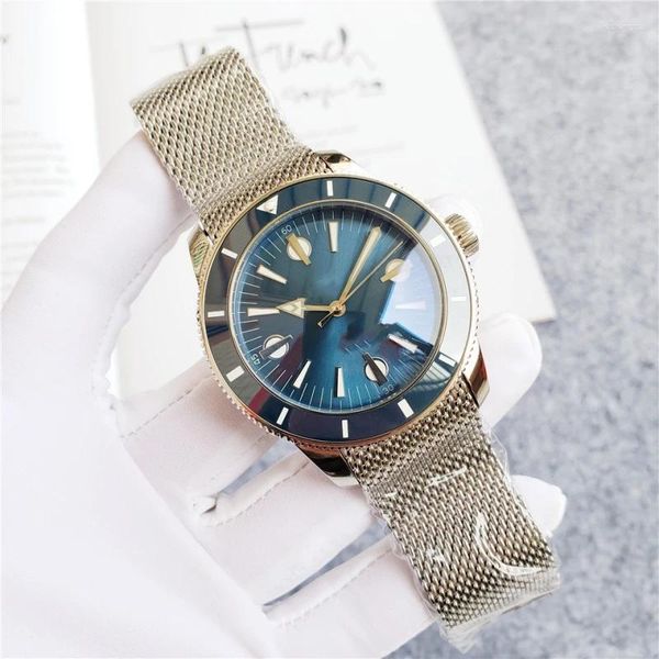 Relógios de pulso masculino luxo automático mecânico anel cerâmico 46mm cor dial aço inoxidável 904l relógio de marca premium