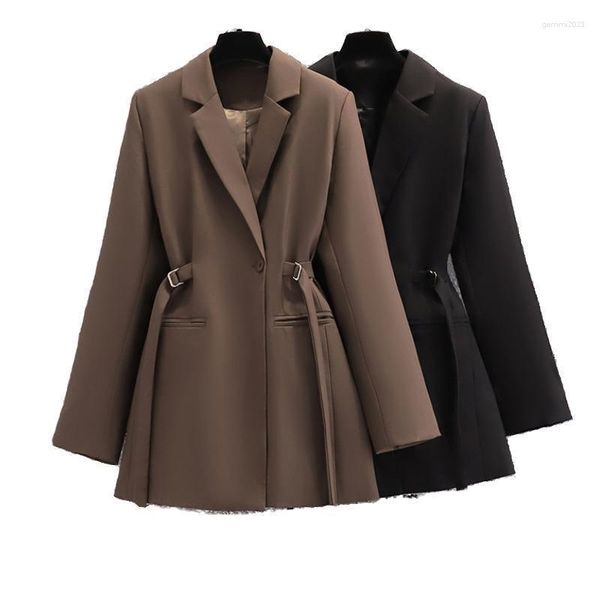 Damenanzüge, koreanischer Stil, schicker Umlegekragen, schlanke Taille, Blazer für Damen, eleganter Büro-Damenanzug, Mantel, Vintage-Frühlingsjacke für Damen