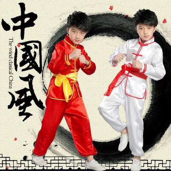 Abbigliamento da palcoscenico Uniformi tradizionali cinesi Wushu Costume Bambini Ragazzi Ragazze Camicia Pantaloni Set per abbigliamento da spettacolo per bambini