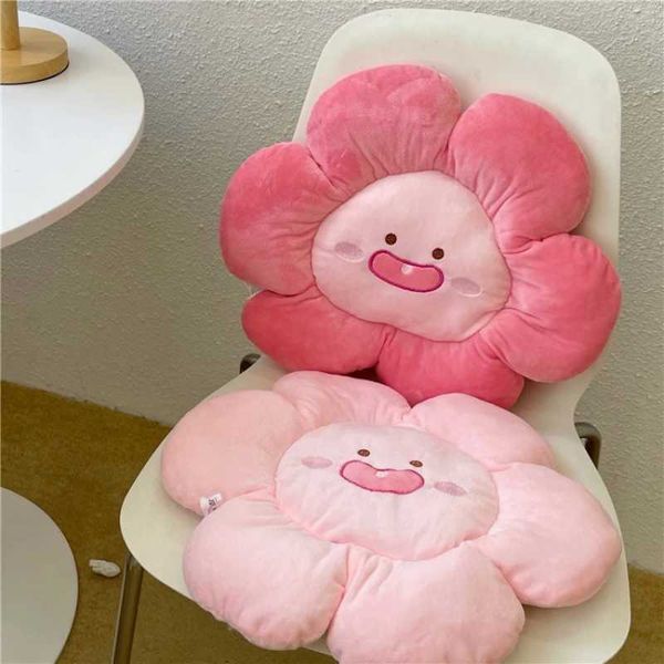 Cuscino/decorativo INS Simpatico cuscino con fiori rosa Cuscino decorativo per la casa con bambola di peluche color pesca carino