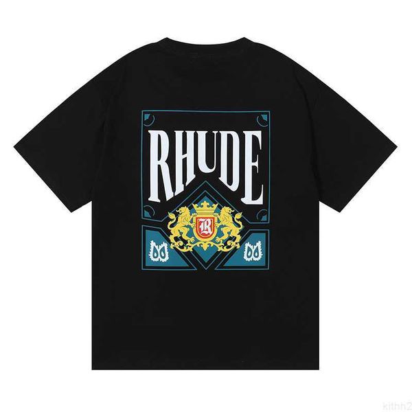 23ss New Rhude Mens t Shirt Alta qualità Tess Designer Casual Moda Manica corta Europa America Uomo Donna Girocollo Magliette Us Taglia S-xxl N4N2