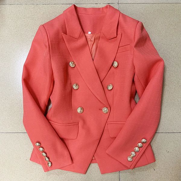 Ternos femininos blazers high street fashion designer blazer clássico leão botões fino encaixe jaqueta texturizada 231206